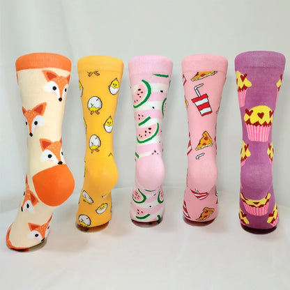 Cute Women Socks Cartoon Animal Food Fruit Socks  Kawaii Funny  Trendy Socks Happy Harajuku Casual Socks Autumn Spring Stocking [SOX]