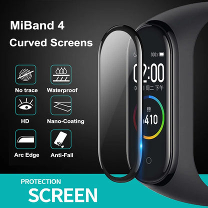 9D Full Screen Protector for Xiaomi band 6 7 8 film strap Mi band Smart Watch Miband Soft Protective Glass xiaomi band 4 5 Film [SWH]