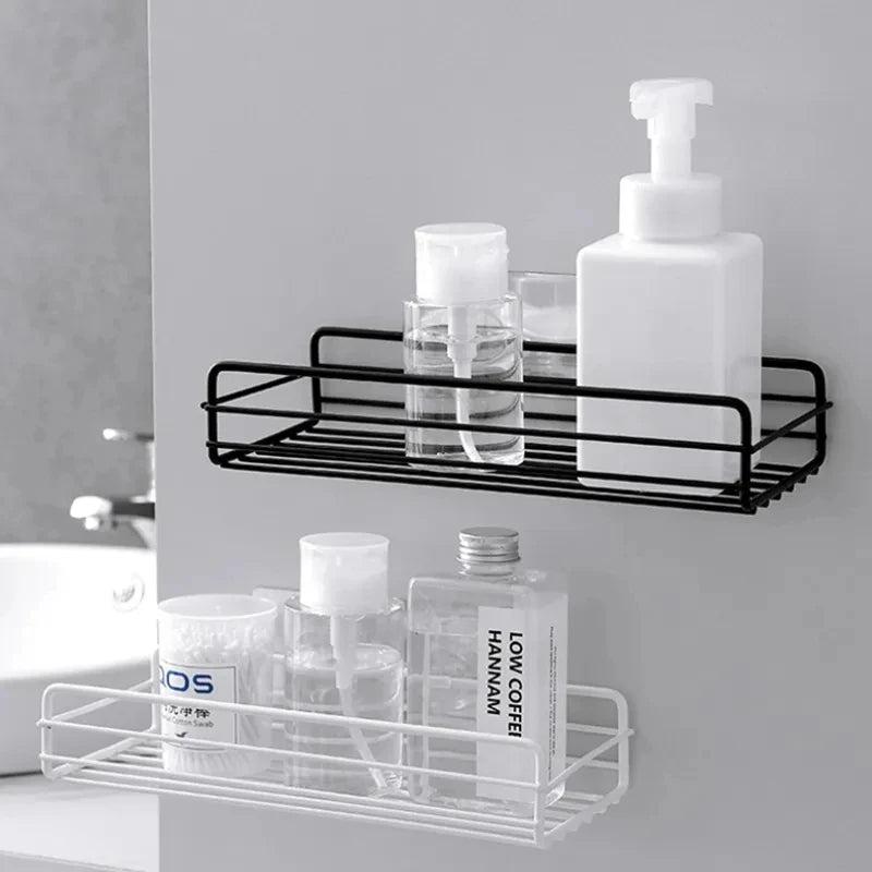 Bathroom Shelf Wall Mounted Corner Storage Shelves Shampoo Holder Cosmetic Rack Iron Shower Drain Basket Bathroom Organizer [CSM]