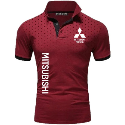 Colour matching men's polo short-sleeved men's shirt Mitsubishi car logo print high-quality hot sale men t shirt men polo shirt [MEN]