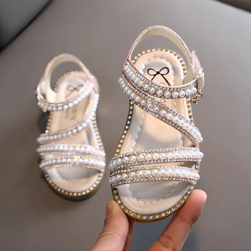 Girl Sandals Summer Fashion Kids Baby Girls Bling Rhinestone Princess Single Sandals For Little Big Girl's Shoes [SHO]