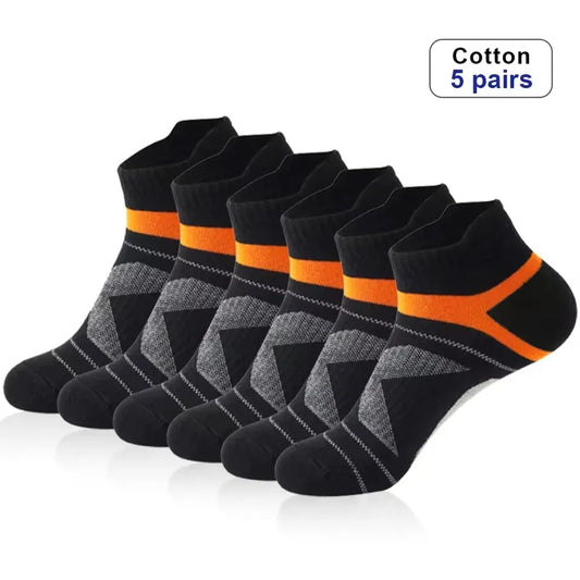 5 Pairs High Quality Socks Men Summer Outdoor Casual Cotton Socks Short Breathable Black Ankle Socks Run Sports Socks Size 38-45 [SOX]