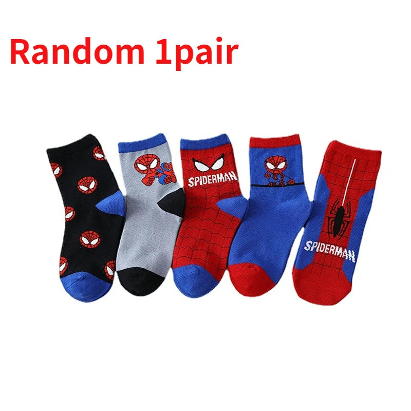 Disney Baby Socks Spiderman Cartoon Anime Hero Cotton Boys Tube Socks Children Autumn Winter Kids Socks Random 1pair [SOX]