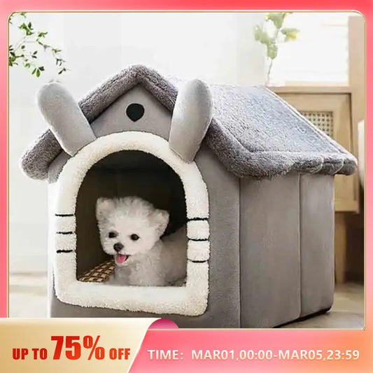 Indoor Warm Dog House Soft Pet Bed Tent House Dog Kennel Cat Bed with Removable Cushion Suitable for Small Medium Large Pets [PET]