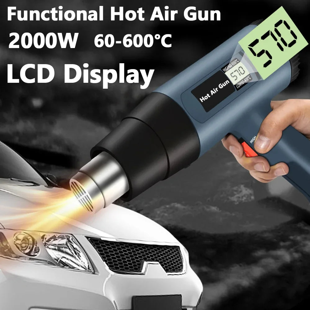 Industrial Heat Gun 2000W Hot Air Gun Air Dryer for Soldering Thermal Blower Shrink Wrapping Tools with 300PCS Wire Connectors [TOL]