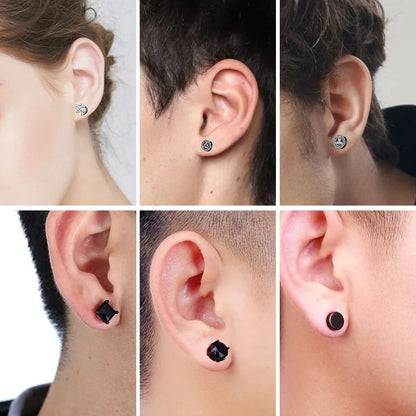 1Pairs Crystal Strong Magnetic Ear Stud Clip Earrings for Men and Women Punk Round Zircon Magnet Earrings Non Piercing Jewelry [MAG]