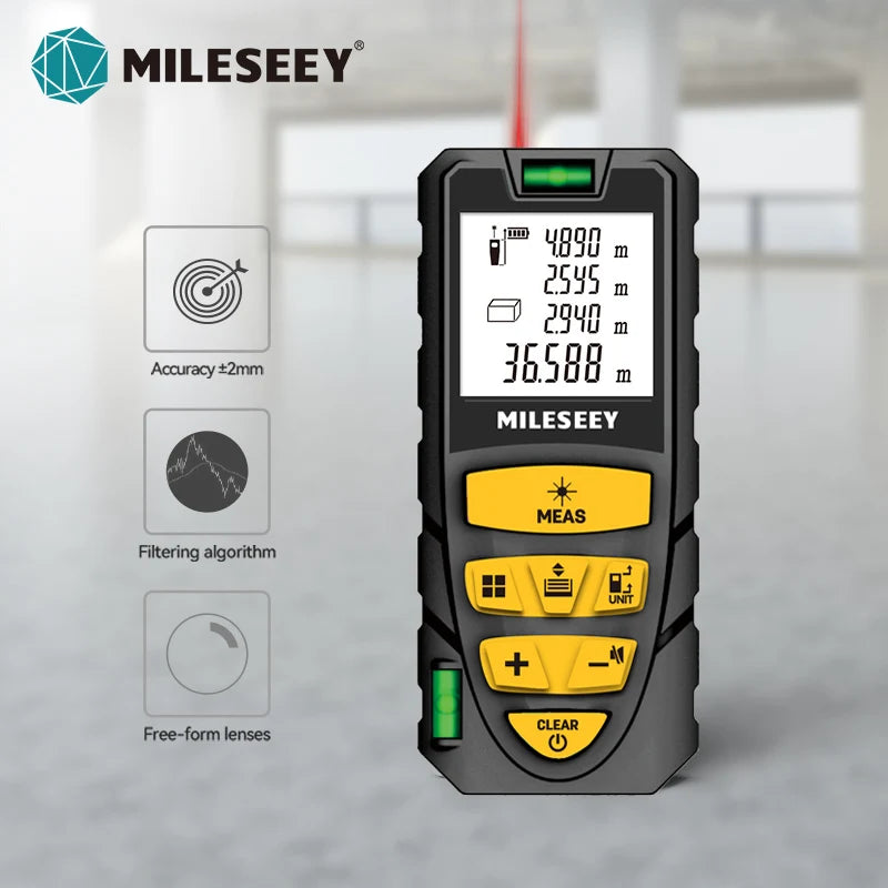 MILESEEY Laser Distance Meter S2 40M 60M 80M 100M 120M Laser Rangefinder,Trenas a Laser with Multi Measurement Function [MTR]