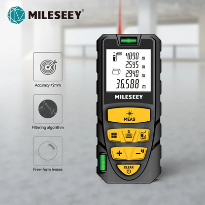 MILESEEY Laser Distance Meter S2 40M 60M 80M 100M 120M Laser Rangefinder,Trenas a Laser with Multi Measurement Function [MTR]