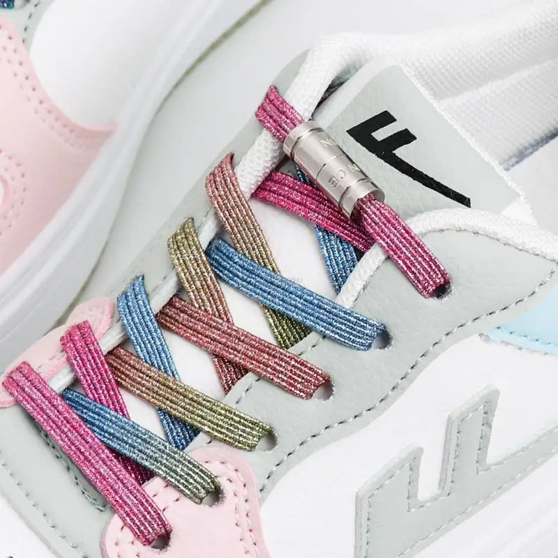 New Capsule Lock Shoelaces without ties Rainbow Elastic Laces Sneaker No Tie Shoe laces Kids Adult Quick Flat Shoelace for Shoes [SHO]