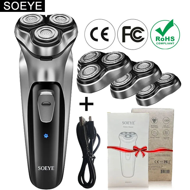 Men's Electric Shaver For Men Shaving Machine SOEYE Beard Trimmer 3D Floating Blade Washable USB Recharge Hair Cutting Machine [HAI]