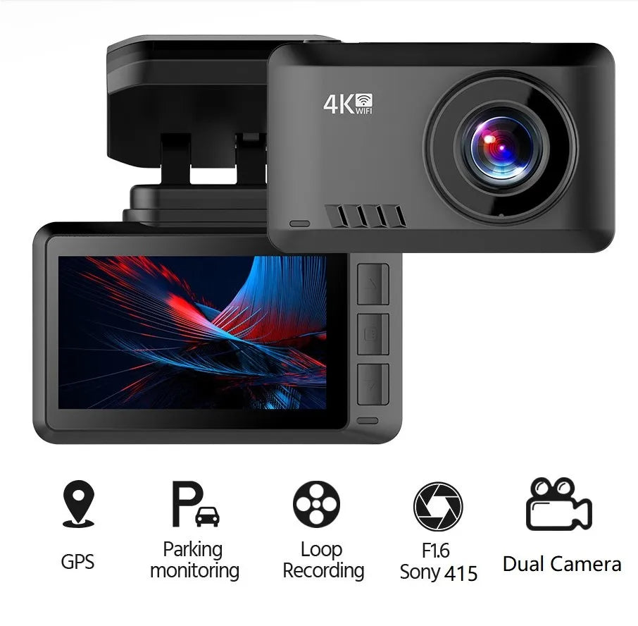 Dashcam 4K GPS WIFI 24h Parking Monitor Dash Cam for Car Camera Mini Dvr Para Coche Front and Rear Dual Dvrs Video Registrator [CAR]