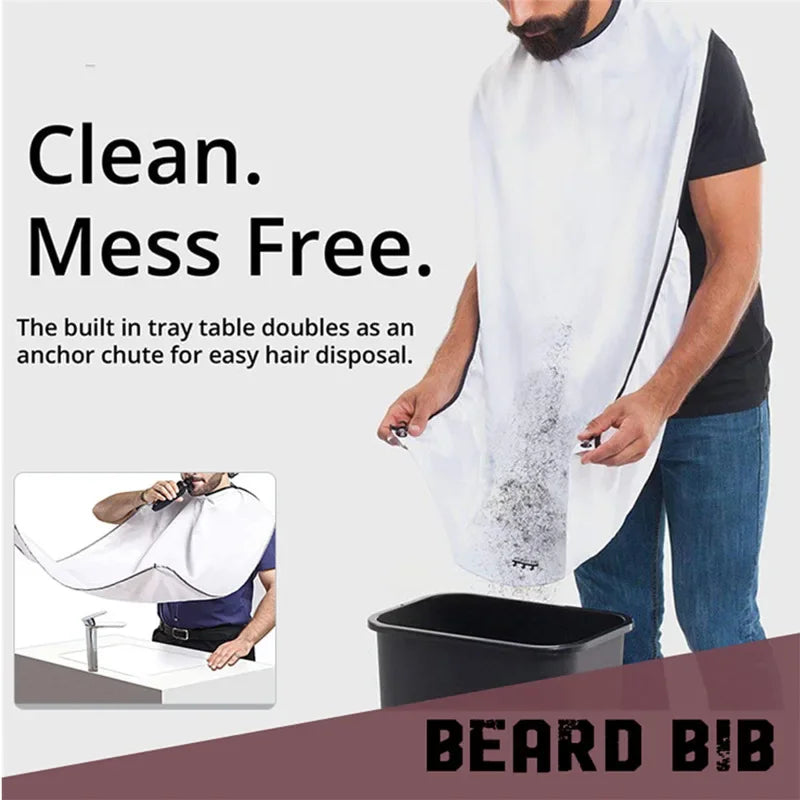 Man Shave Beard Apron Black Hair Shave Apron Ib Trimmer Holder Beard Catcher Waterproof Household Household Cleaning Tools [HAI]