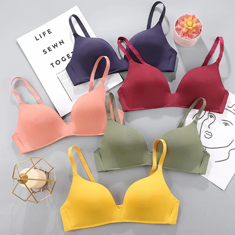 Women Seamless Bra Sexy No Wire Push Up Underwear Girls Students Breathable Thin 10 Colors Bras Female's Bra Breathable Gathered [UND]