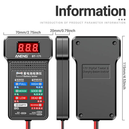 ANENG BT-171 12V Multifunctional Battery Testers Auto Repair Industry Detection with LED Reverse Display Screen Electrician Tool [TOL]