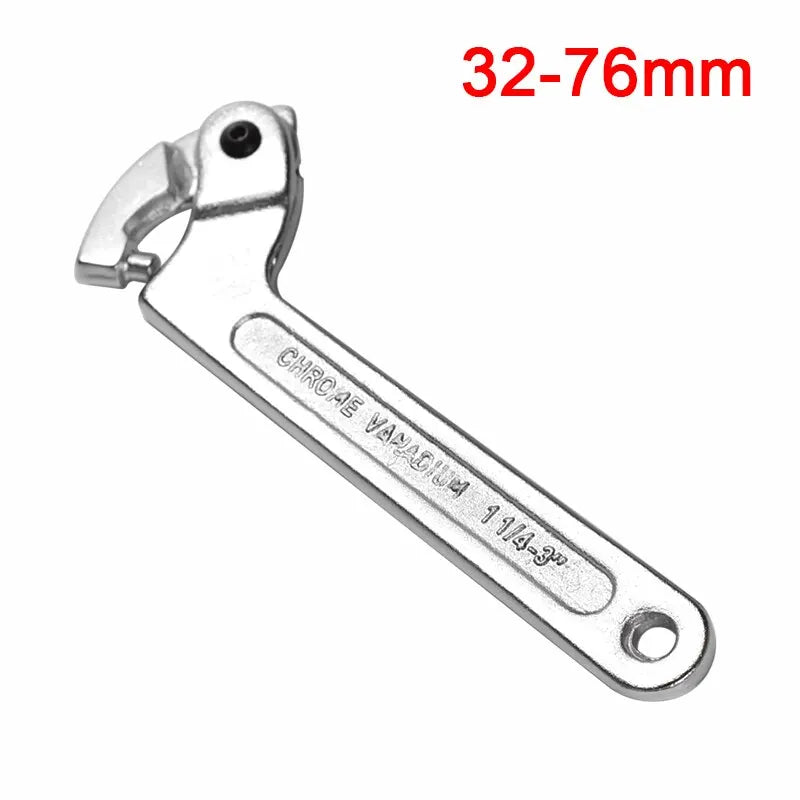 Adjustable Hook Wrench Nuts Bolts Universal C Shape Spanner Tool Screw Nuts Driver Flat Round Ends Heavy Duty Repair Hand Tool [HTO]