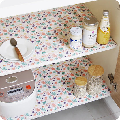 1 Roll Kitchen Table Mat Drawers Cabinet Shelf Liners Flamingo Cupboard Placemat Waterproof Oil proof Shoes Cabinet Mat [PET]