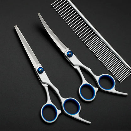 Stainless Steel Pet Scissors Dogs Shears Dog Grooming Scissors Safety Round Head Pet Hair Cutting Scissors Curved Scissors [PET]