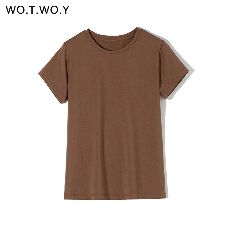 High Quality 11 Color S-3XL Plain T Shirt Women Cotton Elastic Basic T-shirts Female Casual Tops Short Sleeve T-shirt Women 2024 [WOM]