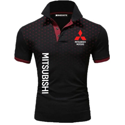 Colour matching men's polo short-sleeved men's shirt Mitsubishi car logo print high-quality hot sale men t shirt men polo shirt [MEN]