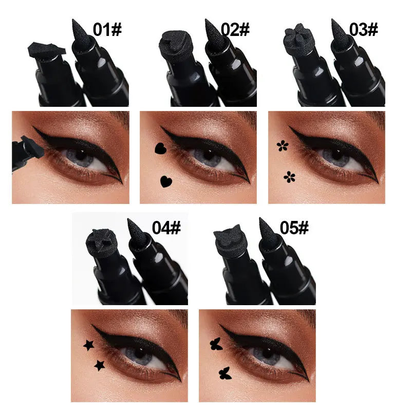 2 IN 1 Butterfly Seal Eyeliner Pen Star Moon Stamp Long-Lasting Waterproof Black Liquid Eye Liner Pencil Eyes Makeup Cosmetic [CSM]