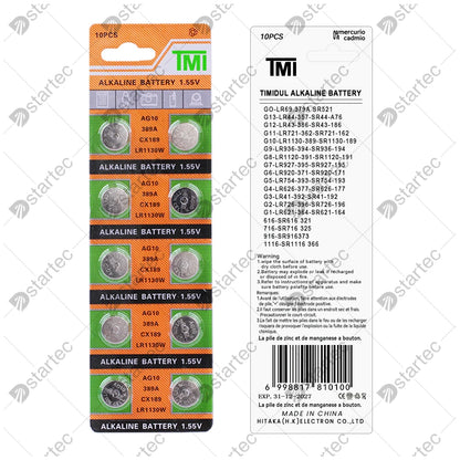 10PCS-50PCS 1.55V AG10 LR1130 SR54 389 189 SR1130 D189 LR54 Button Batteries G10A SR1130SW Cell Coin Watch Toys Remote Battery [BAT]