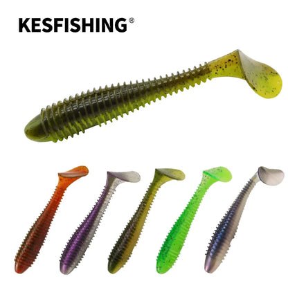 KESFISHING Lure Shad Swimbait Vibro Fat 2.6in 4in 5in Artificial Soft Silicone Bait Leurre Souple Pesca Shrimp Smell Add Salt [SPT]