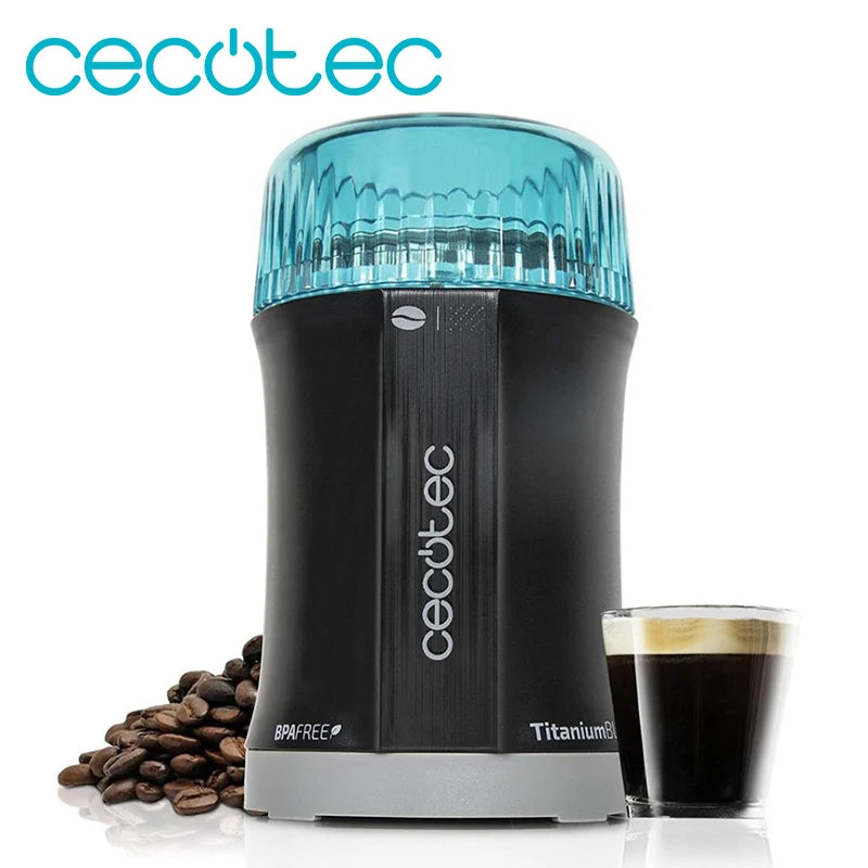 Cecotec TitanMill 200-300-2000 Coffee Grinder Electric 200W  Titanium Coated Blades 50g Capacity Steel Container Easy to Clean [HAP]