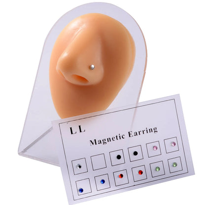 12PCS/Card Fake Cheater Non Pierced Magnet Ear Tragus Cartilage Lip Labret Stud Nose Ring  Jewelry Magnetic Earring [MAG]