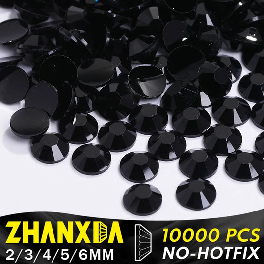 Black Resin Rhinestones Flatback Bulk For Tumblers Clothes Round Gems Cabochon Acrylic Crystals No Hot Fix Decorative Stones [MUG]