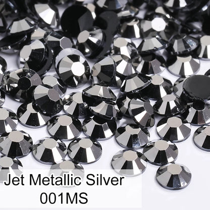 Black Resin Rhinestones Flatback Bulk For Tumblers Clothes Round Gems Cabochon Acrylic Crystals No Hot Fix Decorative Stones [MUG]