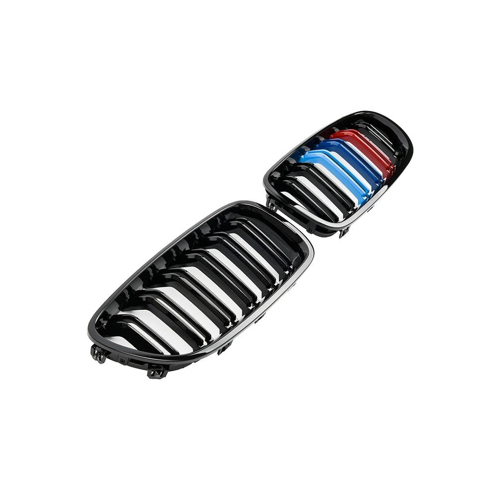 Car Gloss Black Kidney Grill Dual Slats Racing Grill For BMW 5 Series F10 F11 F18 520d 530d 540i 2010-2017 Replacement Part [BDK]