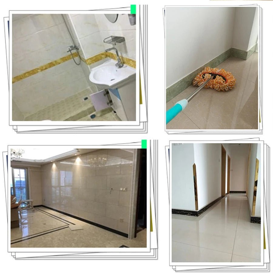 0.1x5M Marble Vinyl Waistline Sticker Solid Color Self Adhesive Wall Paper Border Bathroom PVC Waterproof Wood Pattern Wallpaper [HOM]