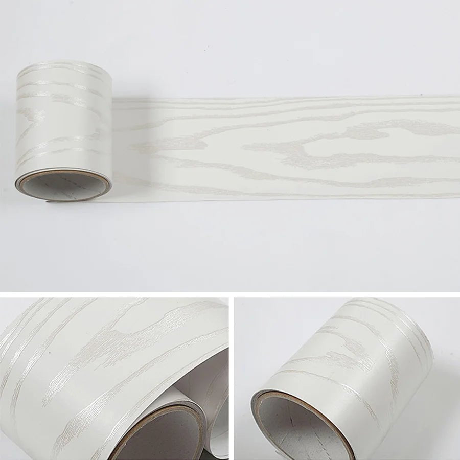 0.1x5M Marble Vinyl Waistline Sticker Solid Color Self Adhesive Wall Paper Border Bathroom PVC Waterproof Wood Pattern Wallpaper [HOM]