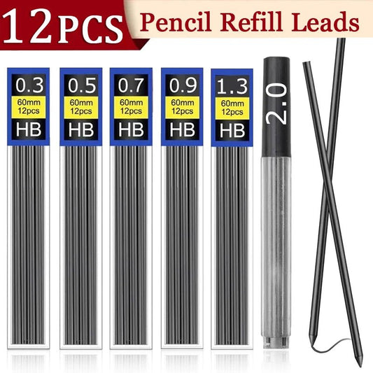 0.3/0.5/0.7/0.9/1.3/2.0mm Metal Mechanical Pencils Lead Refills Break Resistant Drawing Automatic HB Pen Refills School Supplies [STA]