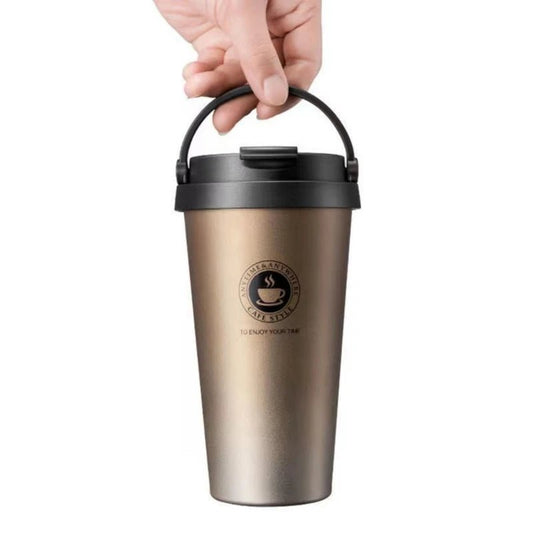 0.5 Liter 304 Stainless Steel Coffee Mugs with Handle Portable Water Bottles Double Layer Tumbler Thermos Cup Free Shipping [MUG]