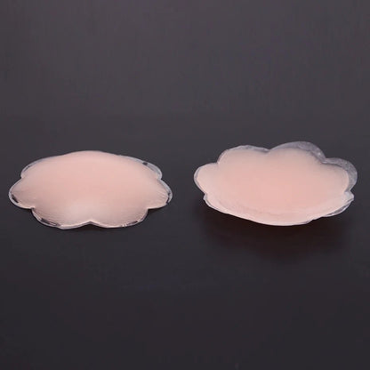 1 Pair Cool Reusable Self Adhesive Silicone Breast Nipple Cover Bra Pad Invisible Breast Petals for Party Dress [GRM] [UND]