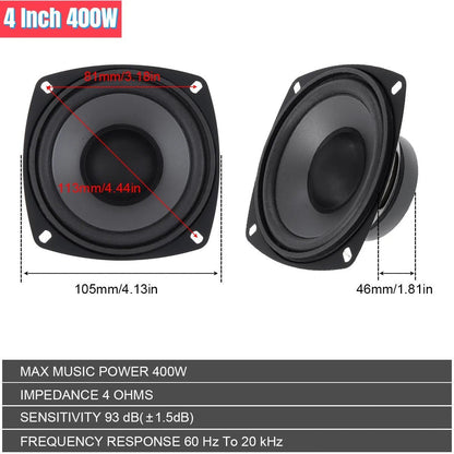 1 Piece 4/5/6.5 Inch 400W 500W 600W 2-Way Car HiFi Coaxial Speaker Vehicle Door Audio Music Stereo Full Range Frequency Speakers [CAR]