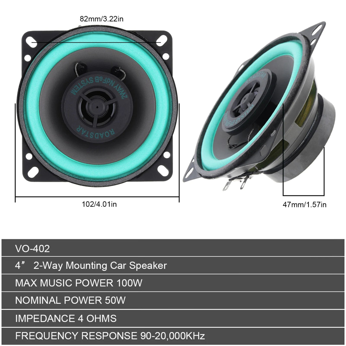 1 Piece Car Speakers 4 Inch 100W Universal Vehicle Door Subwoofer Car Audio Music Stereo Full Range Frequency Automotive Speaker [CAR]