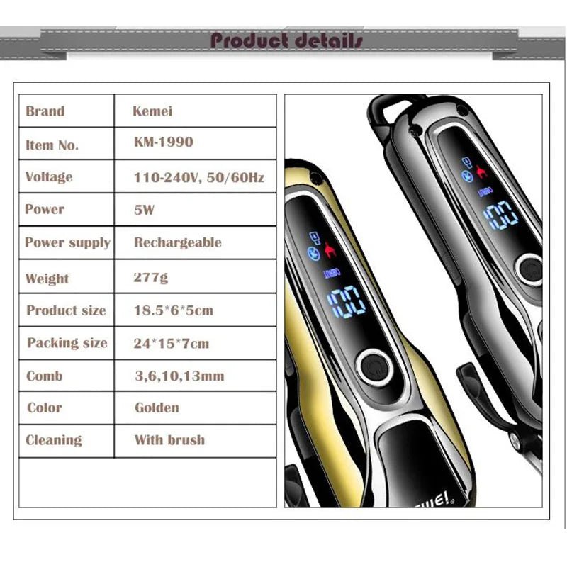 100-240V professional hair clipper for barber rechargeable hair trimmer hair shaving machine electric hair cutting beard cut [HAP]