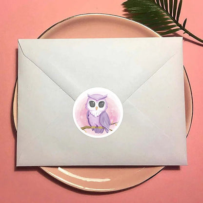 100-500Pcs 8 Design Anime Animal Round Stickers Cartoon Elephant Hippo Owl Rabbit Stationery Sticker Decal Kid Toys Gift [STA]