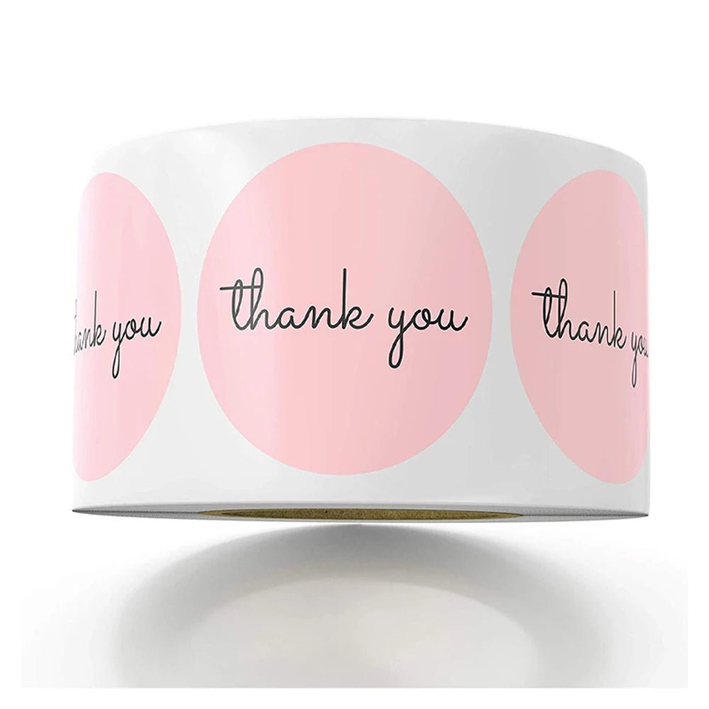 100-500pcs Round Thank You Sticker Envelope Seal Scrapbook Sticker Pink Heart Cute Round Sticker Stationery Label Stickers [STA]