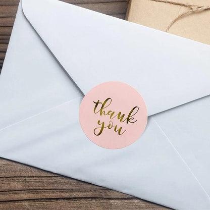 100-500pcs Round Thank You Sticker Envelope Seal Scrapbook Sticker Pink Heart Cute Round Sticker Stationery Label Stickers [STA]