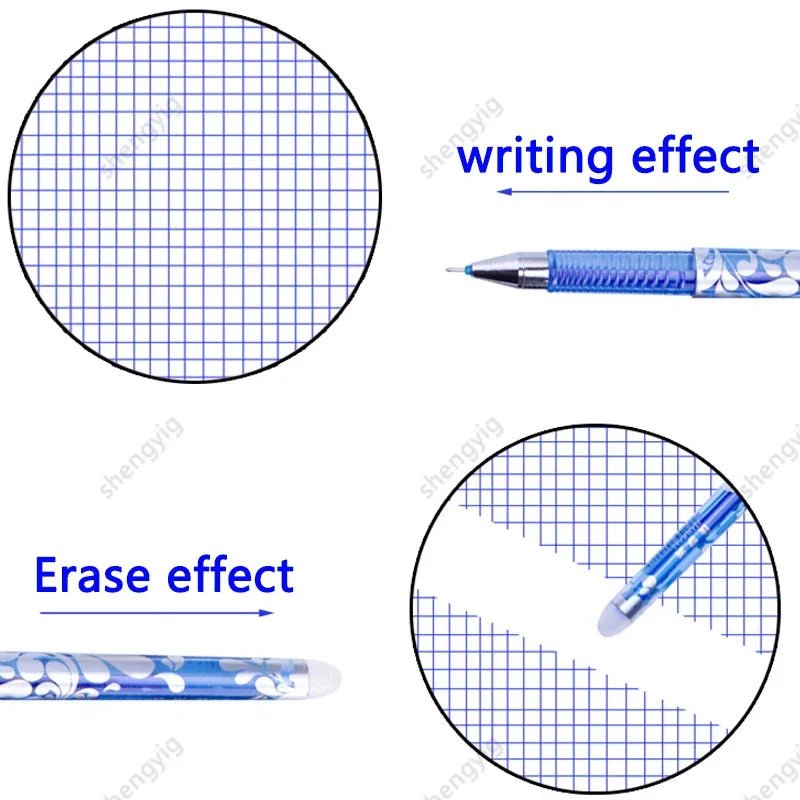 100 Pcs/set Erasable Refill Erasable Pens Blue/Black/Red Gel Pen Writing Stationery for Notebook School Office Supplies [STA]