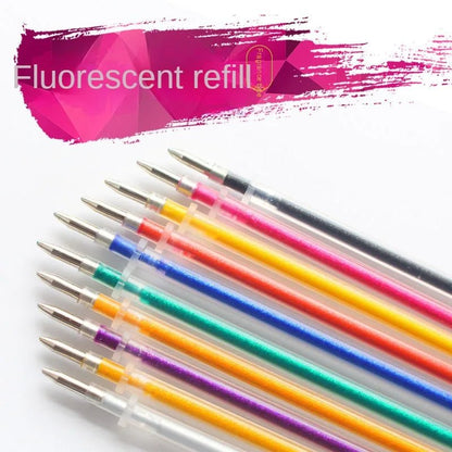 100pcs 0.8mm Glitter Pen Set Flash Multicolor Gel Pen Refills Replaceable Core DIY Art Writing Painting Graffiti Pen Supplies [STA]