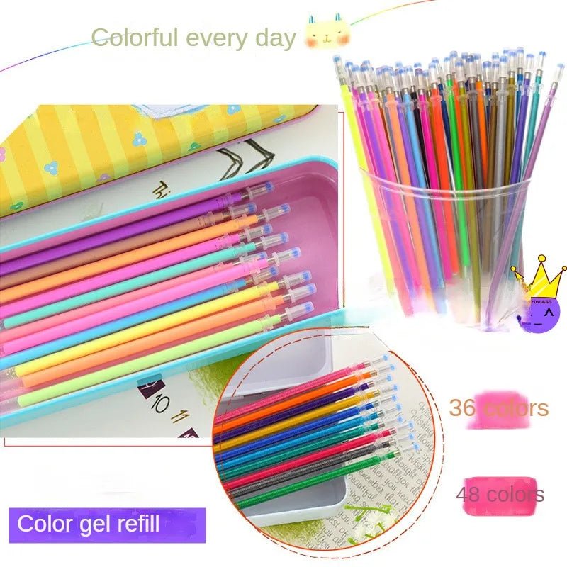 100pcs 0.8mm Glitter Pen Set Flash Multicolor Gel Pen Refills Replaceable Core DIY Art Writing Painting Graffiti Pen Supplies [STA]