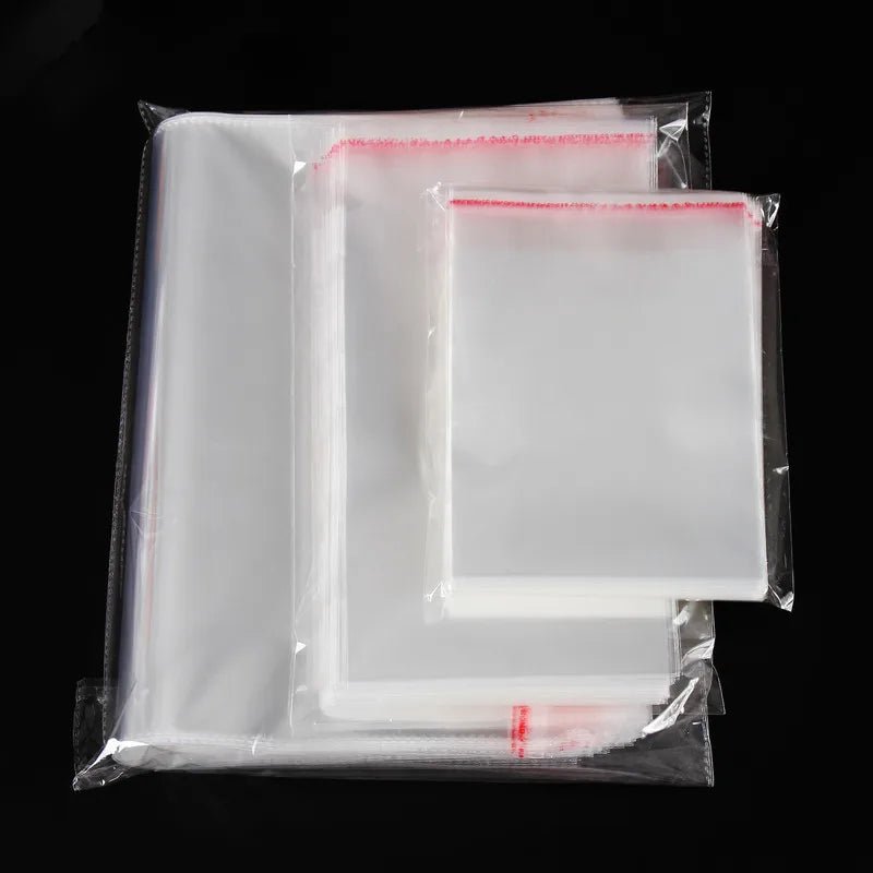 100pcs 20~55cm Width Clear OPP Self Adhesive Bag Transparent Clothes Shoes T-shirt Socks Underwear Bra Gift Packaging Pouches [GRM] [UND]