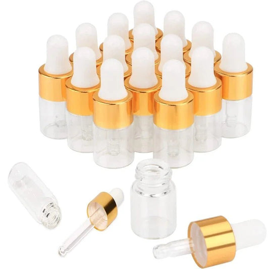 10Pcs 1ml-5ml Amber/Clear Mini Glass Dropper Bottles Refillable Sample Vial Small Essential Oil Bottle Perfume Liquid Containers [DTL]