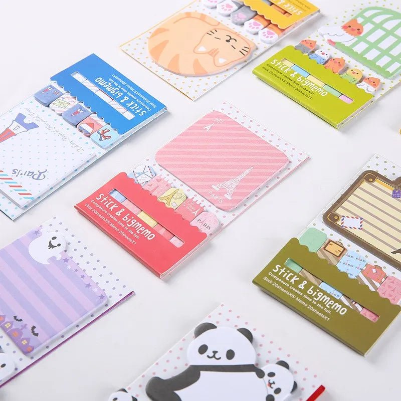 120 Pcs Panda Cat Sticky Notes Set Sticky Note Pads Cute Animal Sticky Notes Pads Kawaii Stationery Office School Creative Gifts [STA]