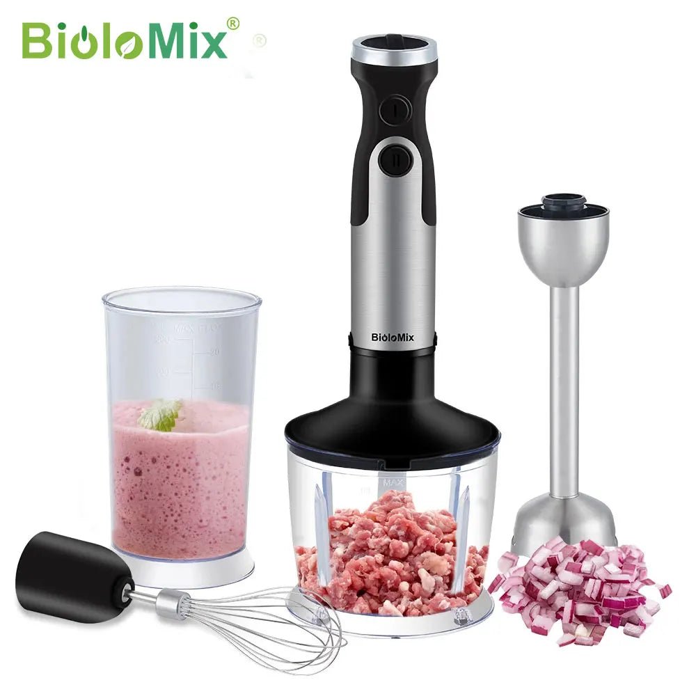 1200W 4-in-1 Immersion Hand Stick Blender Mixer Vegetable Meat Grinder 800ml Chopper Whisk 600ml Smoothie Cup [HAP]