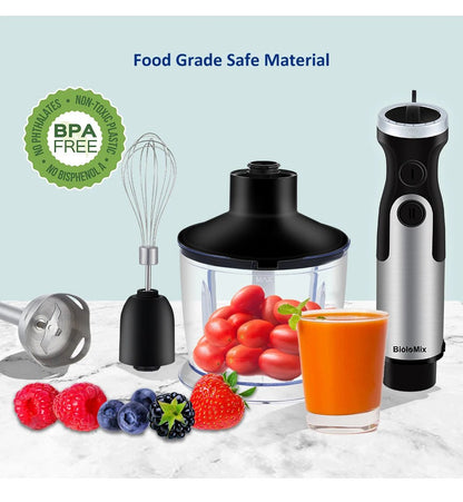 1200W 4-in-1 Immersion Hand Stick Blender Mixer Vegetable Meat Grinder 800ml Chopper Whisk 600ml Smoothie Cup [HAP]